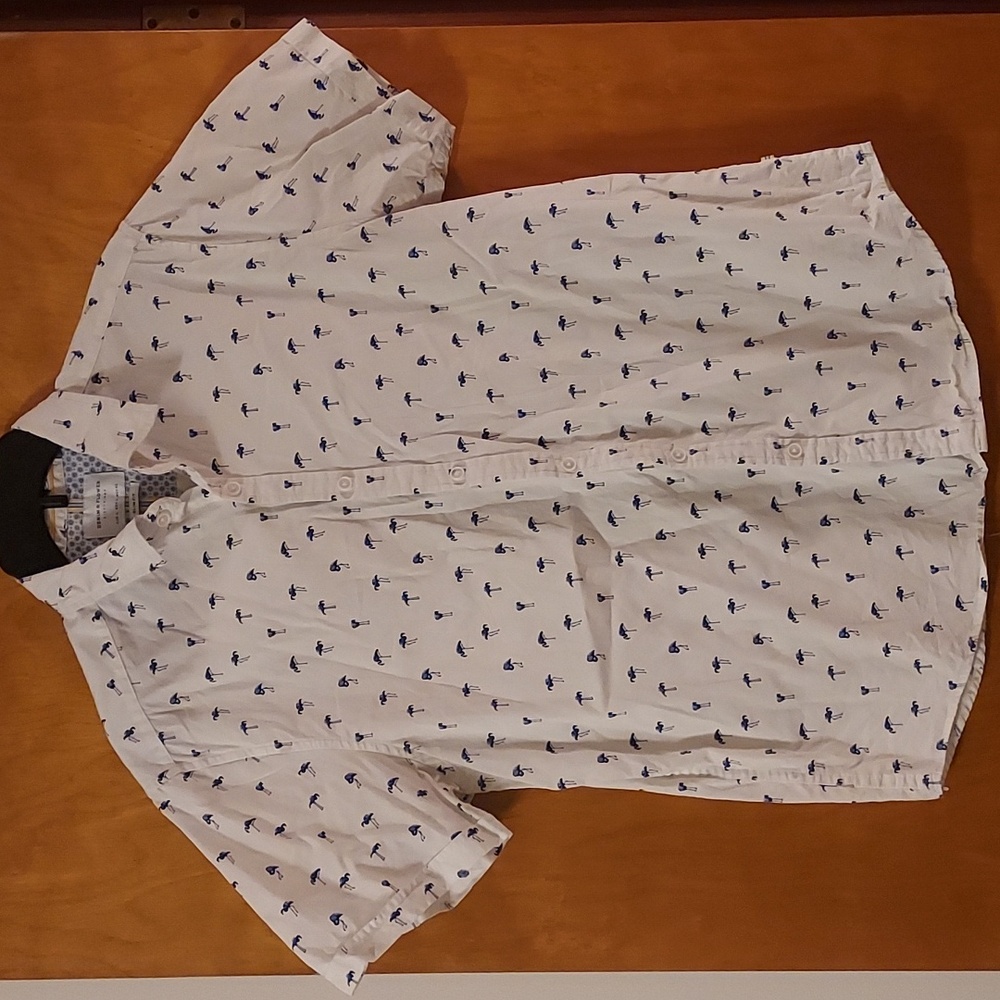 Denim and Flower Short Sleeved Button Down